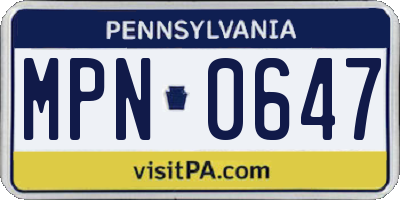 PA license plate MPN0647