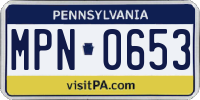 PA license plate MPN0653