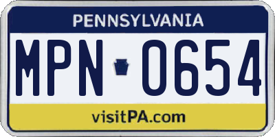 PA license plate MPN0654