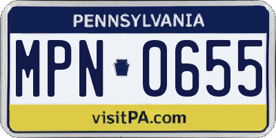 PA license plate MPN0655