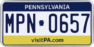 PA license plate MPN0657