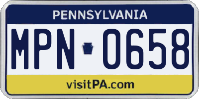 PA license plate MPN0658