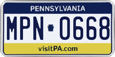 PA license plate MPN0668