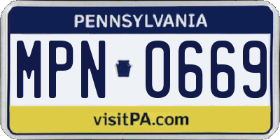 PA license plate MPN0669