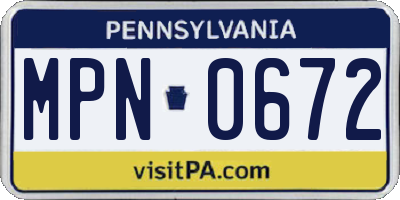 PA license plate MPN0672