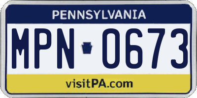 PA license plate MPN0673