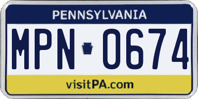 PA license plate MPN0674