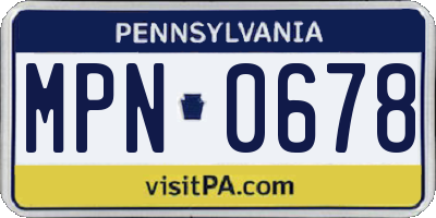 PA license plate MPN0678