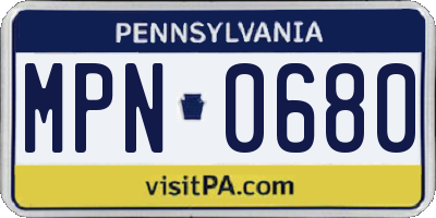 PA license plate MPN0680