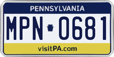 PA license plate MPN0681
