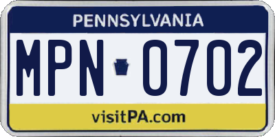 PA license plate MPN0702