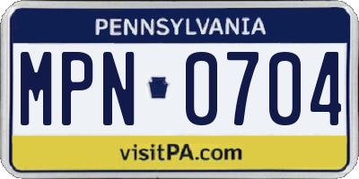 PA license plate MPN0704