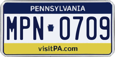PA license plate MPN0709