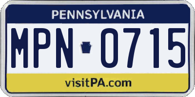PA license plate MPN0715
