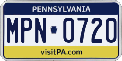PA license plate MPN0720