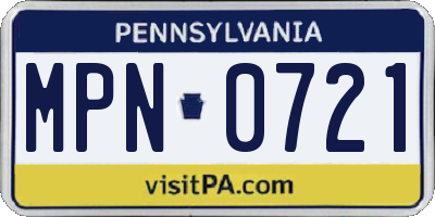 PA license plate MPN0721