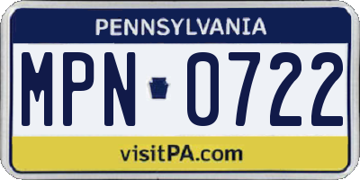 PA license plate MPN0722