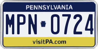 PA license plate MPN0724