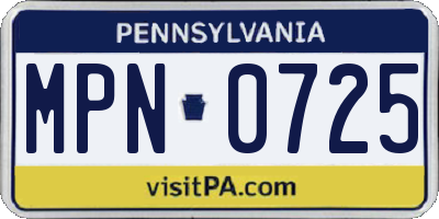 PA license plate MPN0725