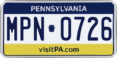 PA license plate MPN0726