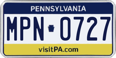 PA license plate MPN0727