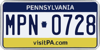 PA license plate MPN0728