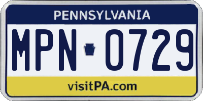 PA license plate MPN0729