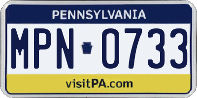 PA license plate MPN0733
