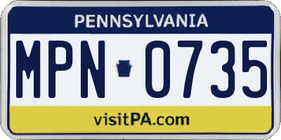 PA license plate MPN0735