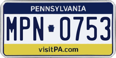 PA license plate MPN0753