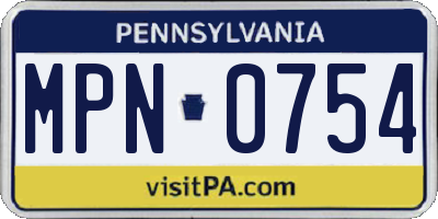 PA license plate MPN0754