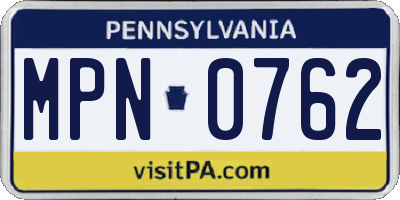 PA license plate MPN0762