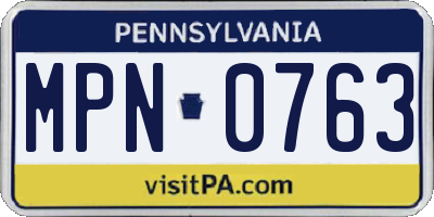 PA license plate MPN0763