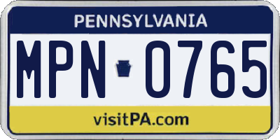 PA license plate MPN0765