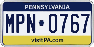 PA license plate MPN0767
