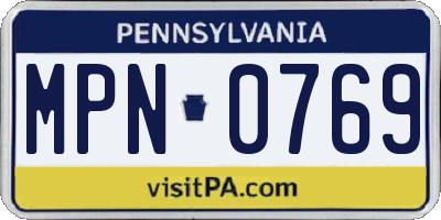 PA license plate MPN0769