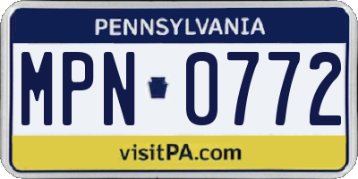 PA license plate MPN0772
