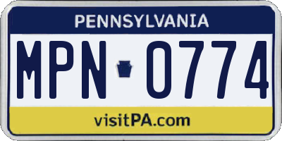 PA license plate MPN0774