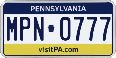 PA license plate MPN0777