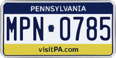 PA license plate MPN0785