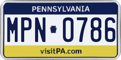 PA license plate MPN0786