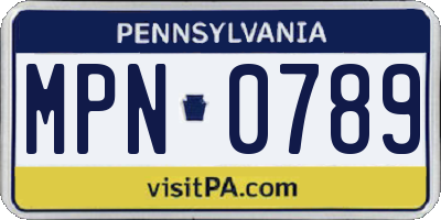 PA license plate MPN0789