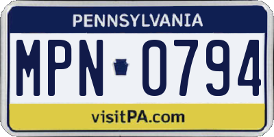 PA license plate MPN0794