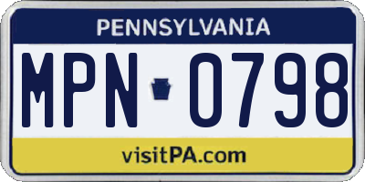 PA license plate MPN0798