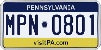 PA license plate MPN0801