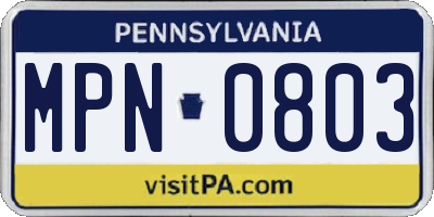 PA license plate MPN0803
