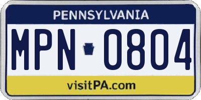 PA license plate MPN0804