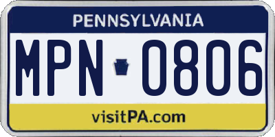 PA license plate MPN0806