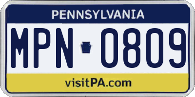 PA license plate MPN0809