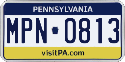 PA license plate MPN0813
